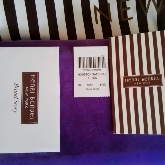 HENRI BENDEL HOUSTON PETROL LEATHER SATCHEL TOTE BAH - Picture 3 of 13